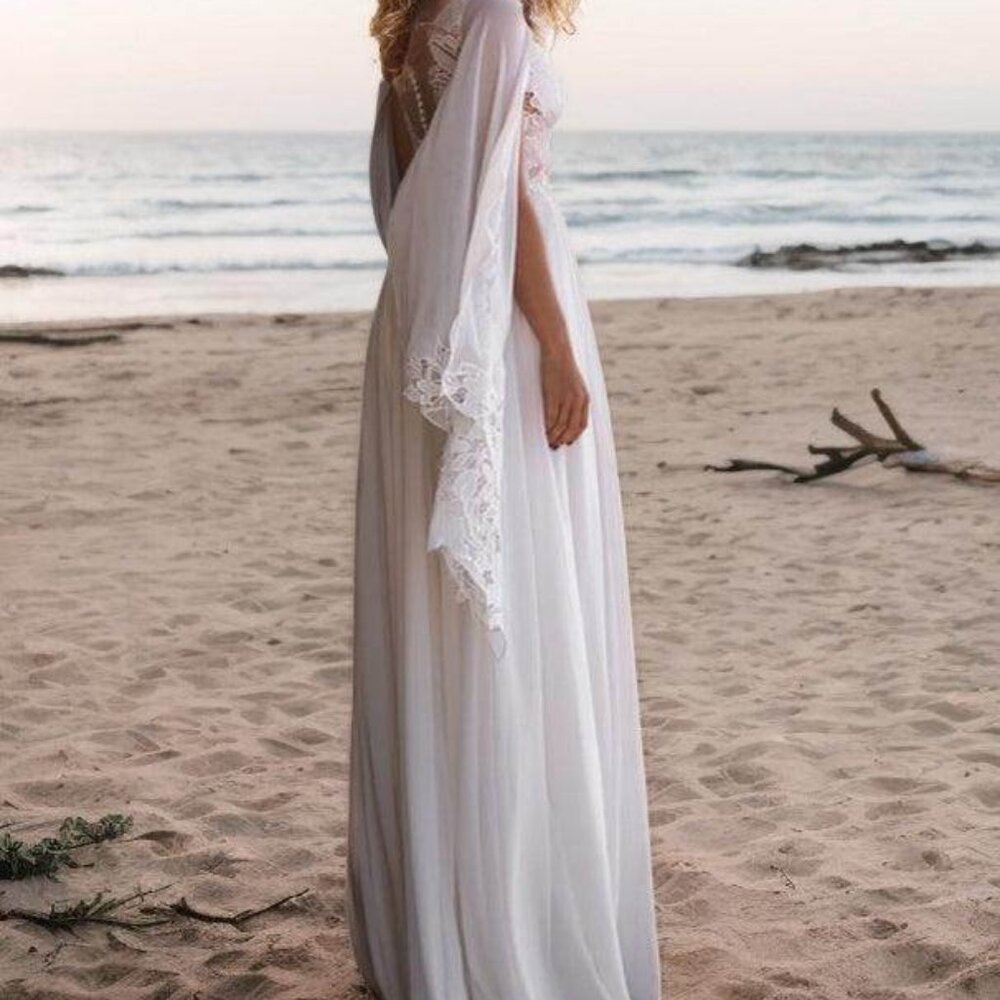 Cocomelody Whimsical A-Line Chiffon Wedding DressA-line Chiffon Wedding Dress